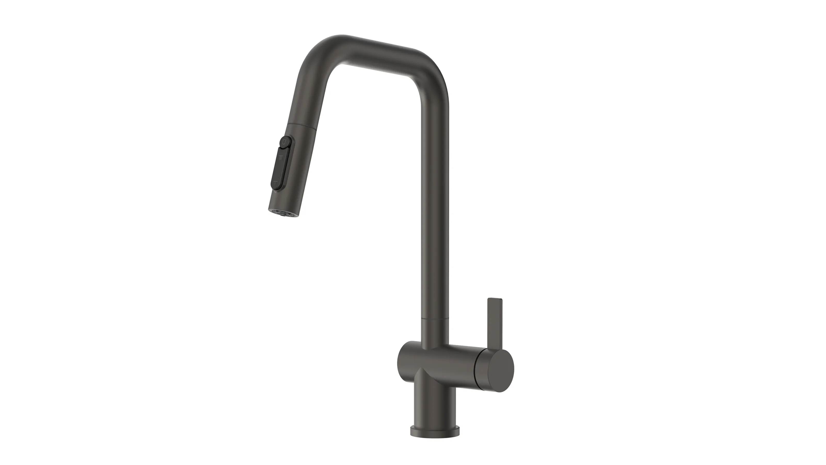 KS-7273, ГРАФИТ МАТОВЫЙ, Смеситель кухонный с выдвижным изливом с переключением на душ и фильтром,сталь