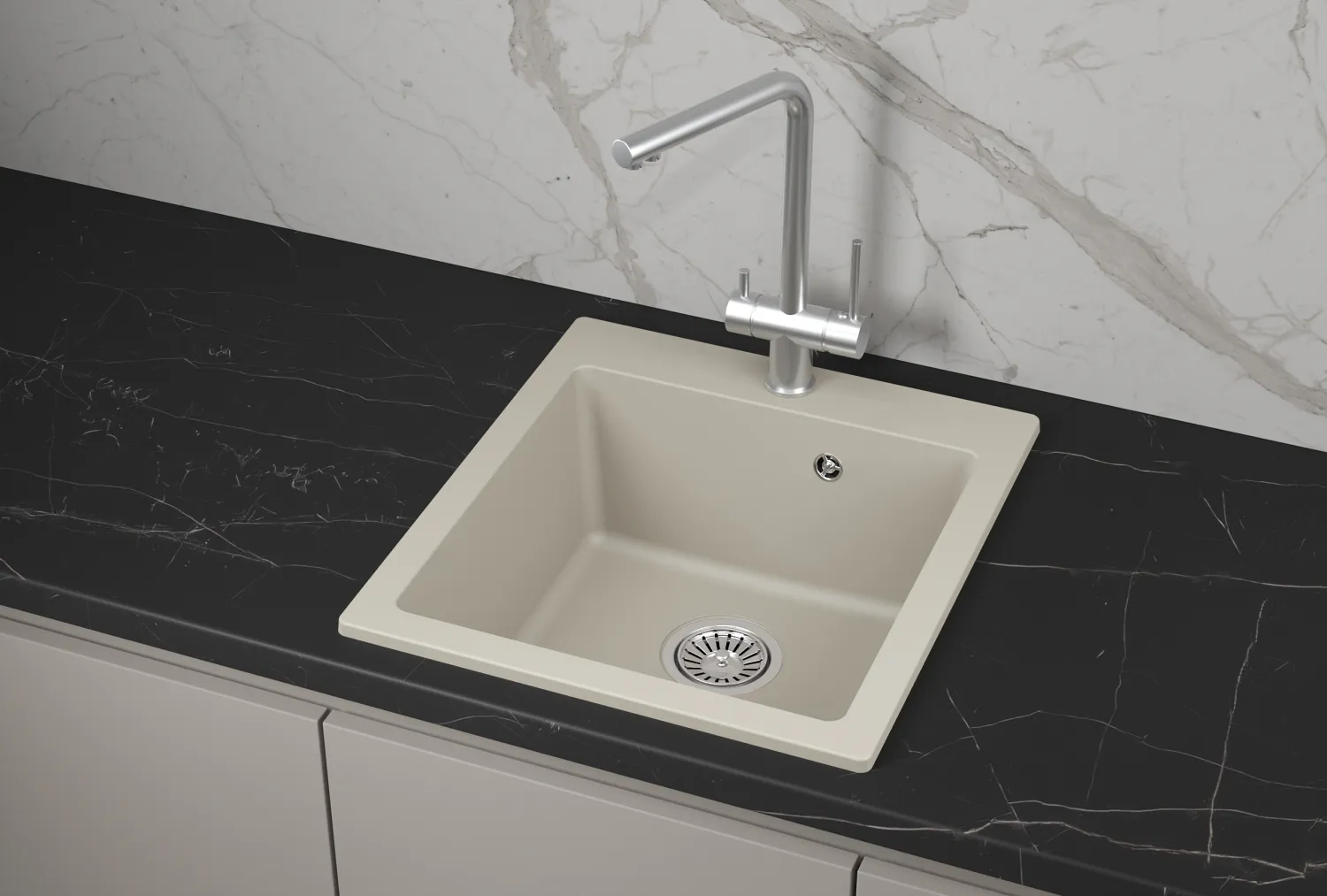 Мойка для кухни Granula 4651 креман, 46,5х51 см, квадратная