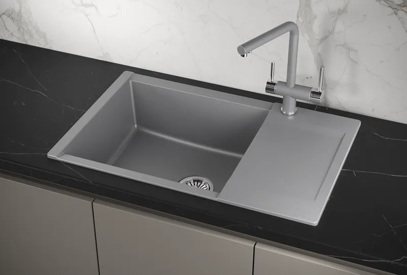 ES-7807, АЛЮМИНИУМ, кухонная мойка, кварц, ESTETICA