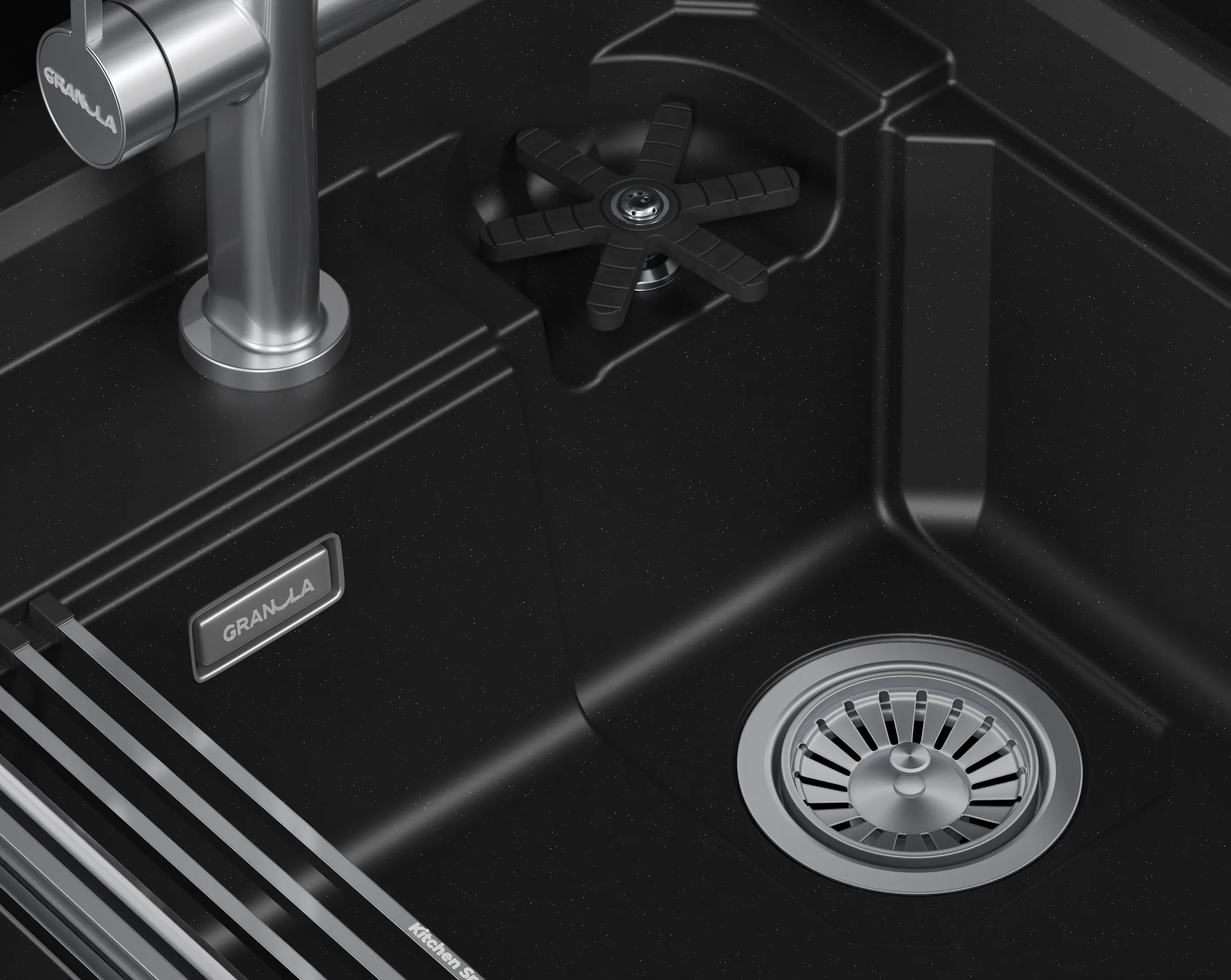 Мойка для кухни Granula Kitchen Space Rinzer 5807R шварц, 58х52 см, прямоугольная