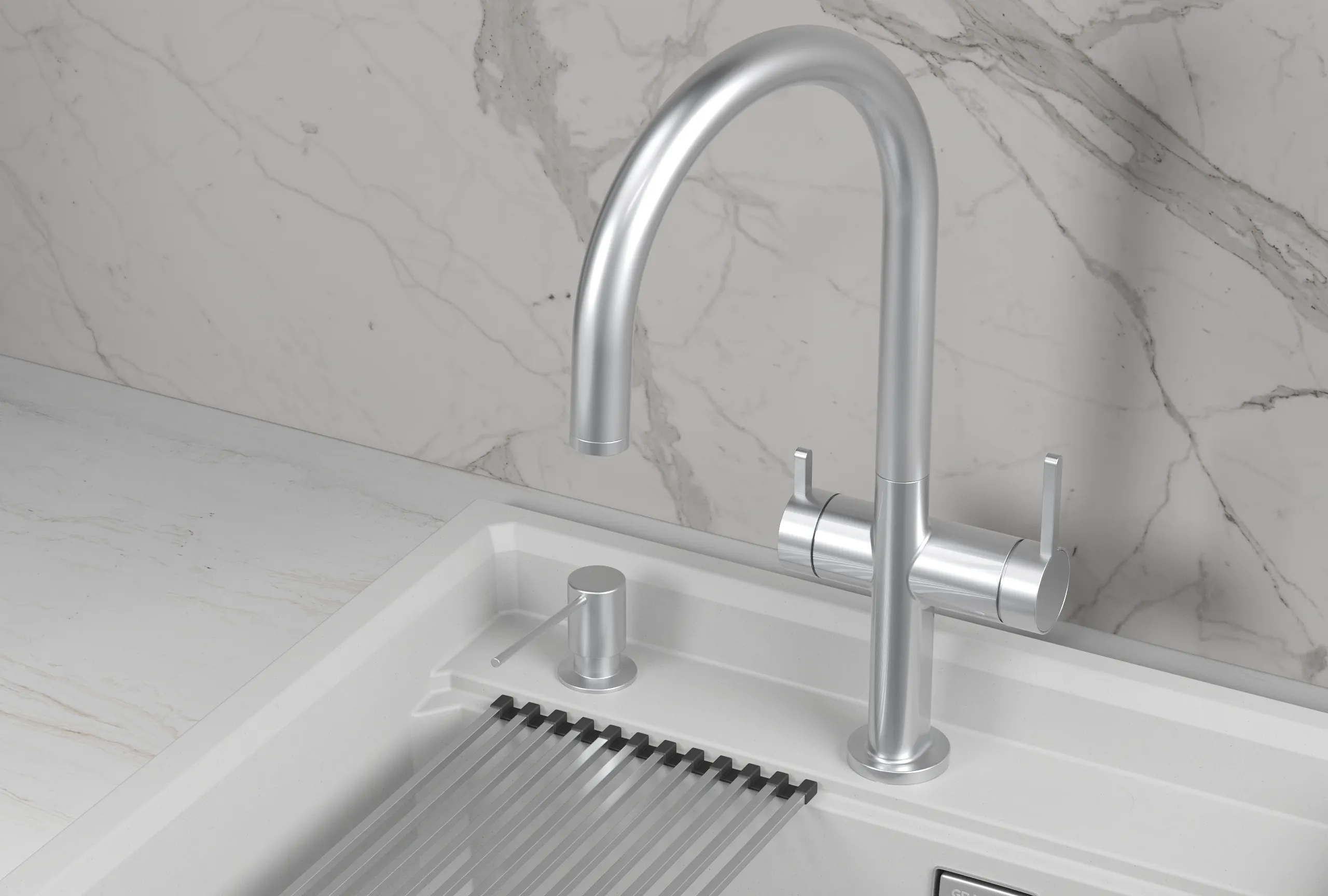 KS-8274, НЕРЖ, СМЕСИТЕЛЬ КУХОННЫЙ KITCHEN SPACE