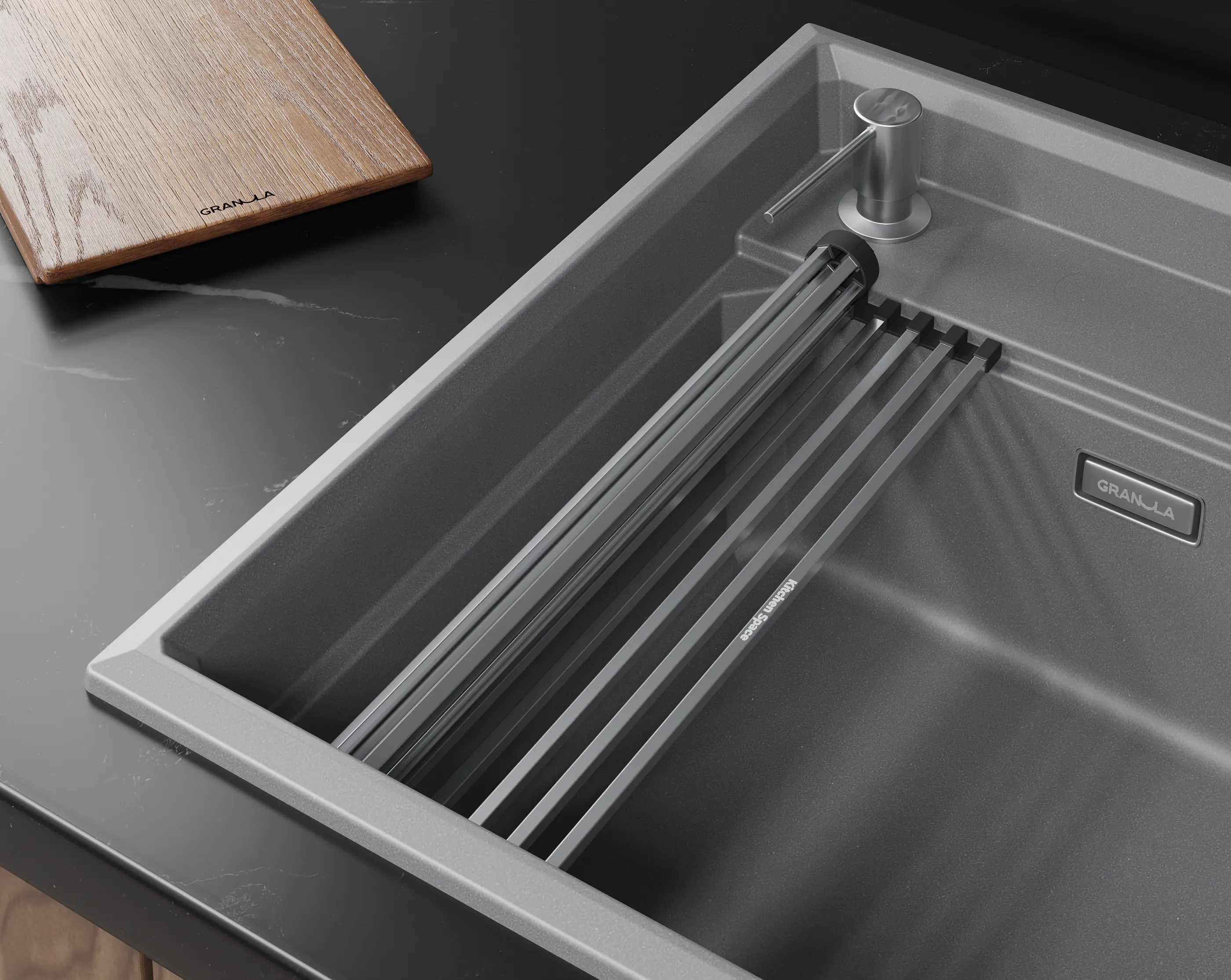 5807R, АЛЮМИНИУМ, кухонная мойка, кварц KITCHEN SPACE RINZER