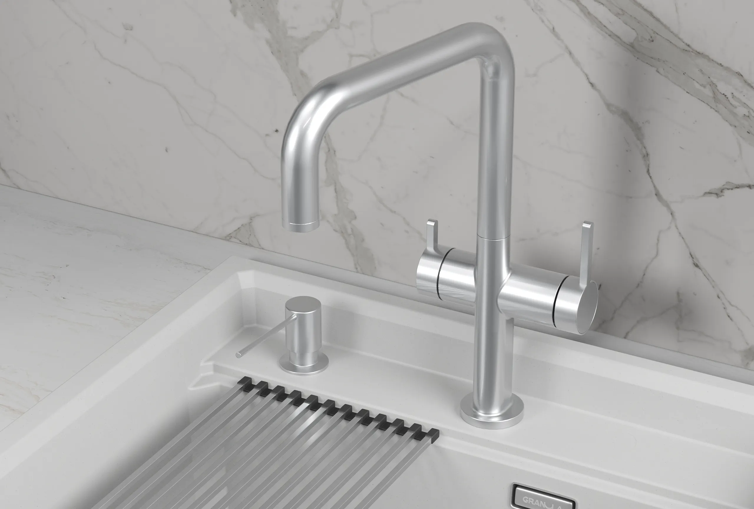 KS-8275, НЕРЖ, СМЕСИТЕЛЬ КУХОННЫЙ KITCHEN SPACE