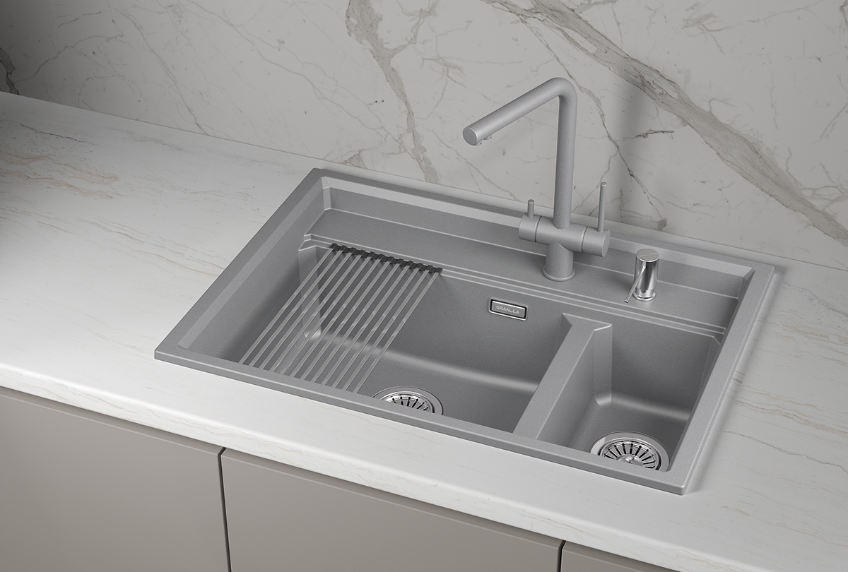 Мойка для кухни Granula Kitchen Space 7302i алюминиум, 73х51 см, прямоугольная